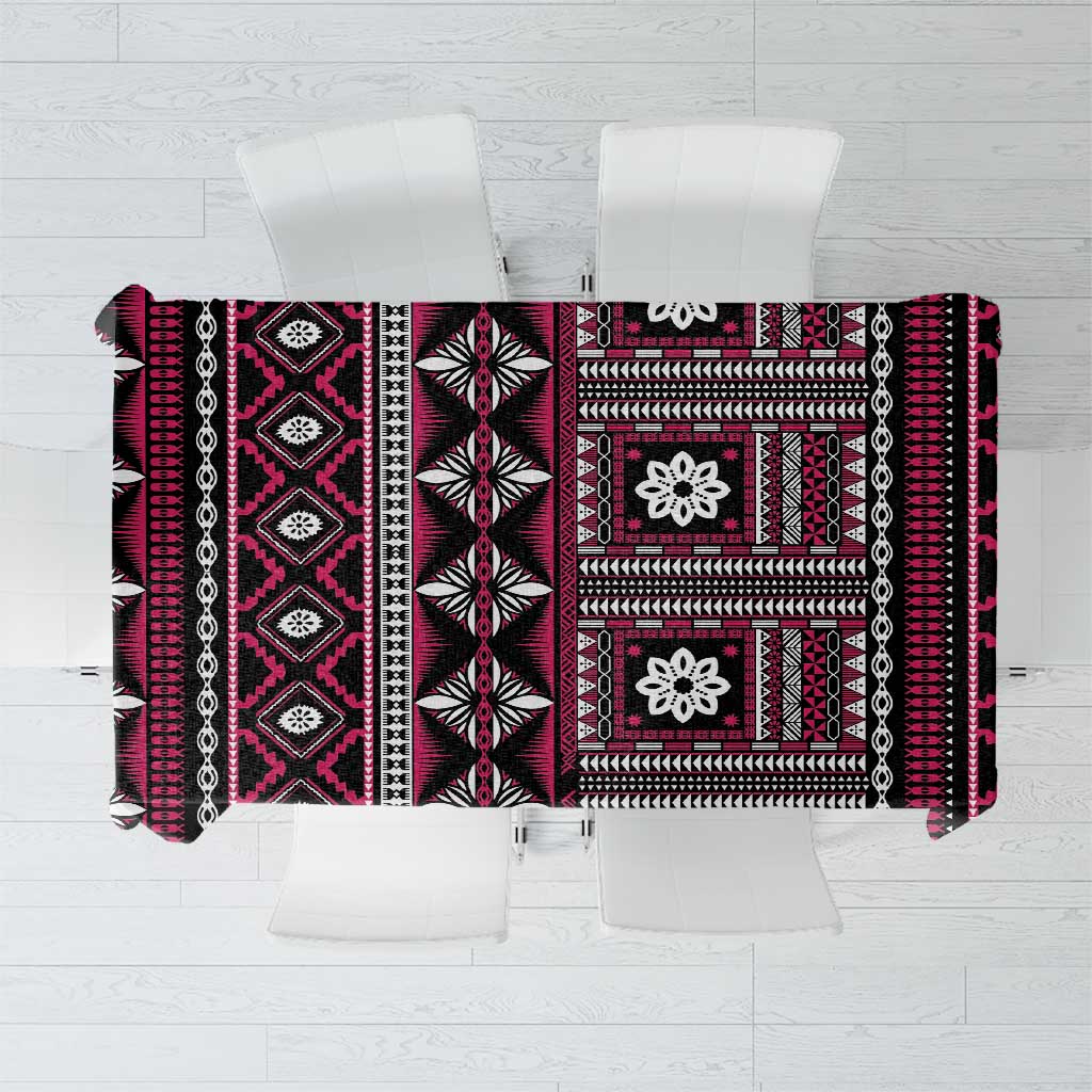Fiji Masi Tapa Pattern Pink Tablecloth - Polynesian Pride