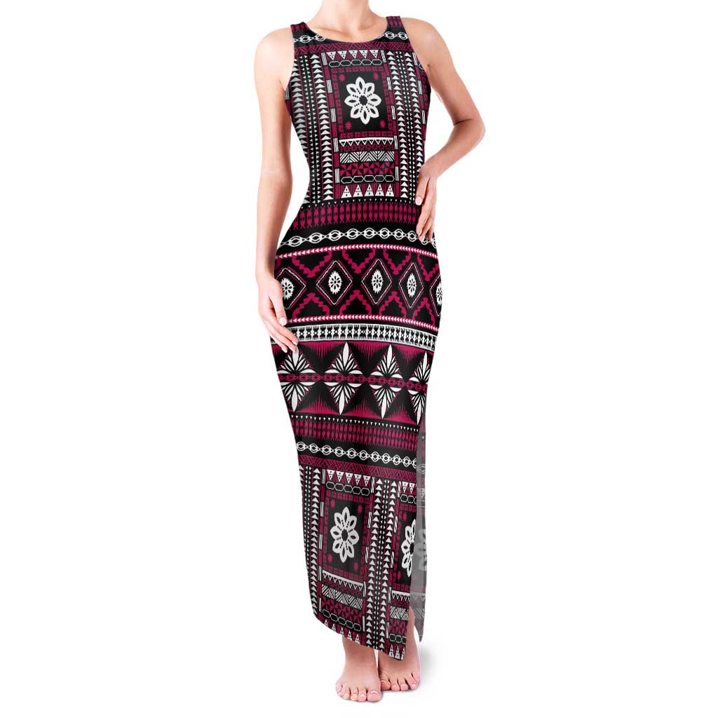 strapless open back dress Tahitian Tiare Flower Tank Maxi Dress Pink Polynesian Pattern LT9 main image 0