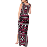 Fiji Masi Tapa Pattern Pink Tank Maxi Dress - Polynesian Pride