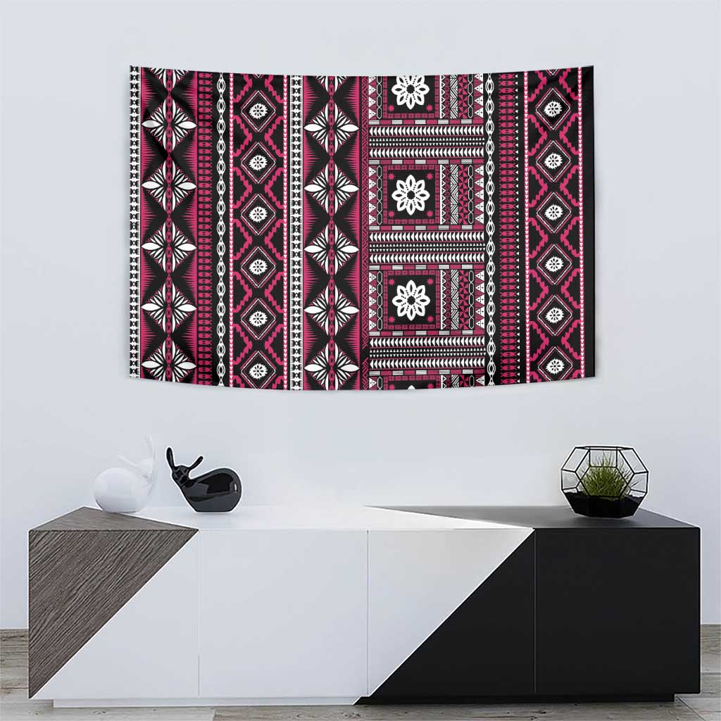 Fiji Masi Tapa Pattern Pink Tapestry - Polynesian Pride