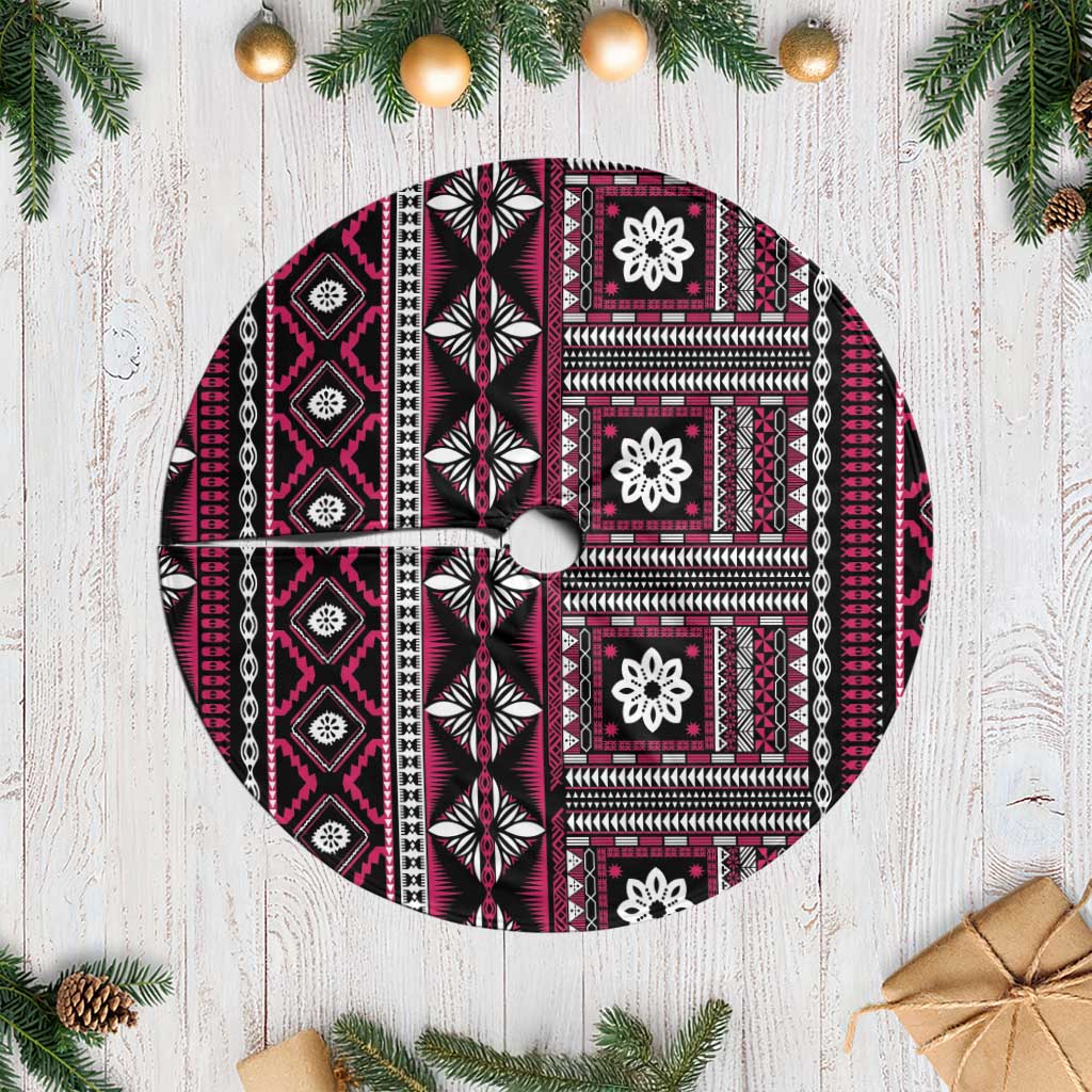 Fiji Masi Tapa Pattern Pink Tree Skirt - Polynesian Pride