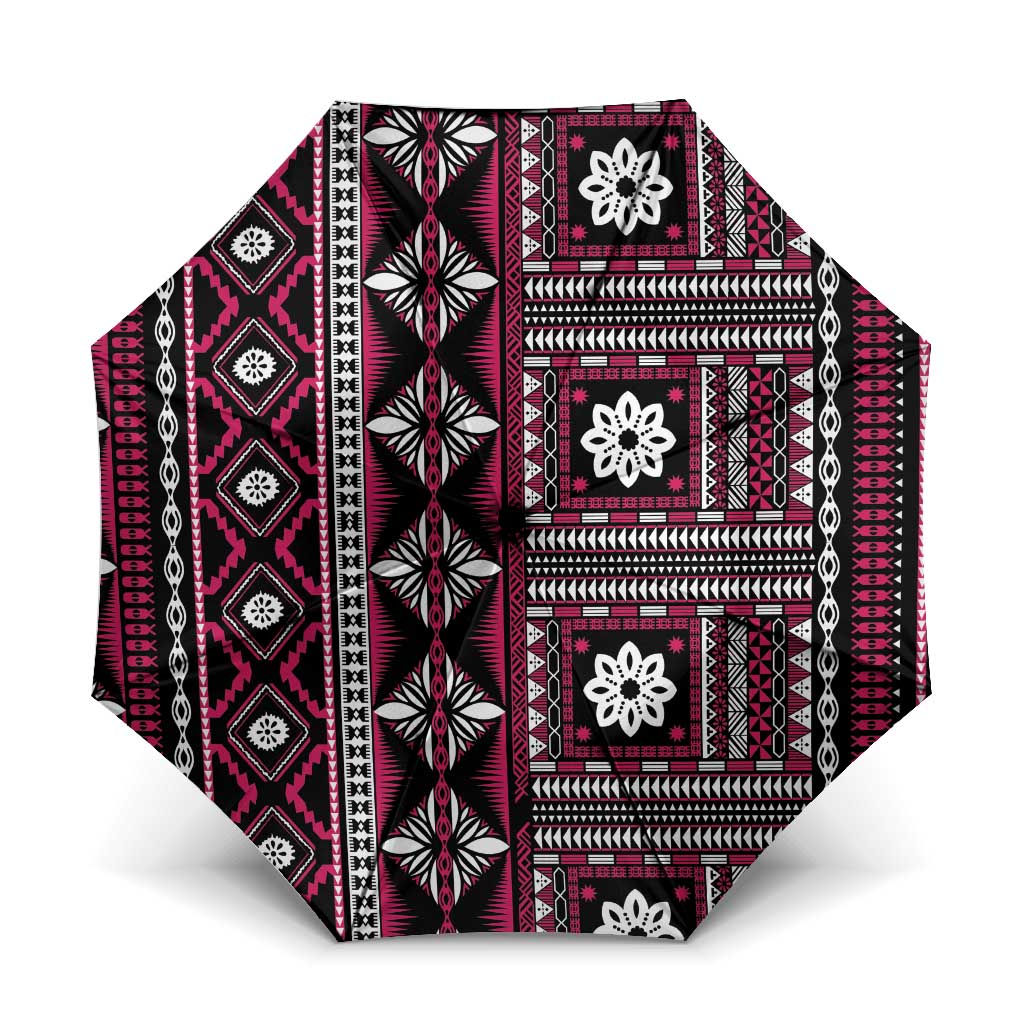 Fiji Masi Tapa Pattern Pink Umbrella - Polynesian Pride