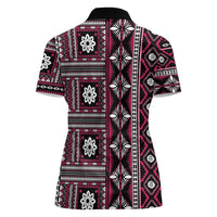 Fiji Masi Tapa Pattern Pink Women Polo Shirt - Polynesian Pride