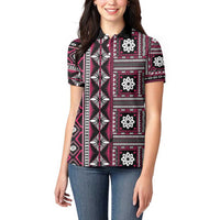 Fiji Masi Tapa Pattern Pink Women Polo Shirt - Polynesian Pride