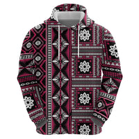 Fiji Masi Tapa Pattern Pink Zip Hoodie - Polynesian Pride