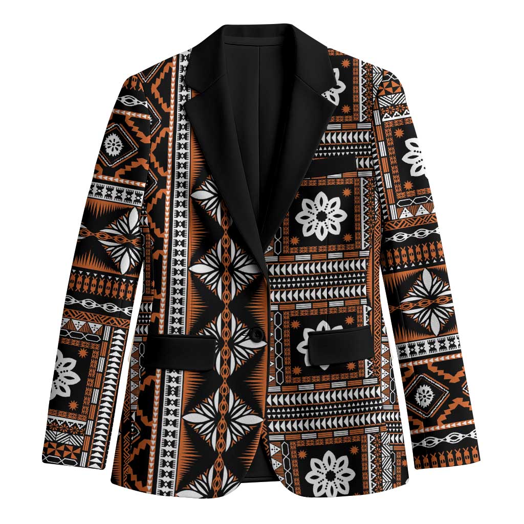 Fiji Masi Tapa Pattern Orange Blazer - Polynesian Pride