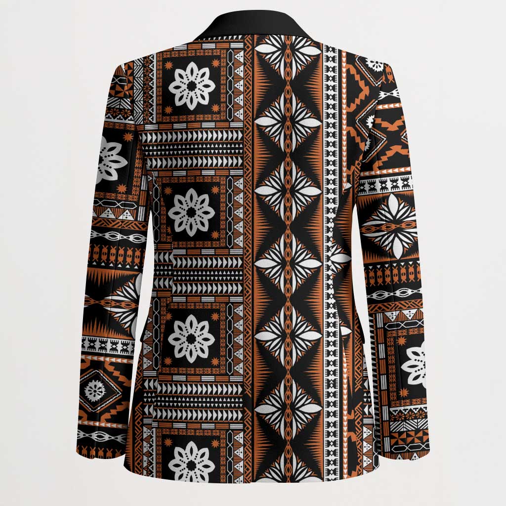 Fiji Masi Tapa Pattern Orange Blazer - Polynesian Pride