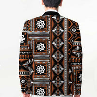 Fiji Masi Tapa Pattern Orange Blazer - Polynesian Pride