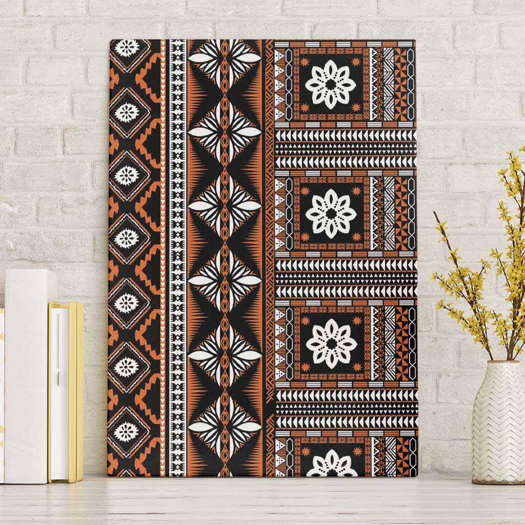 Fiji Masi Tapa Pattern Orange Canvas Wall Art - Polynesian Pride