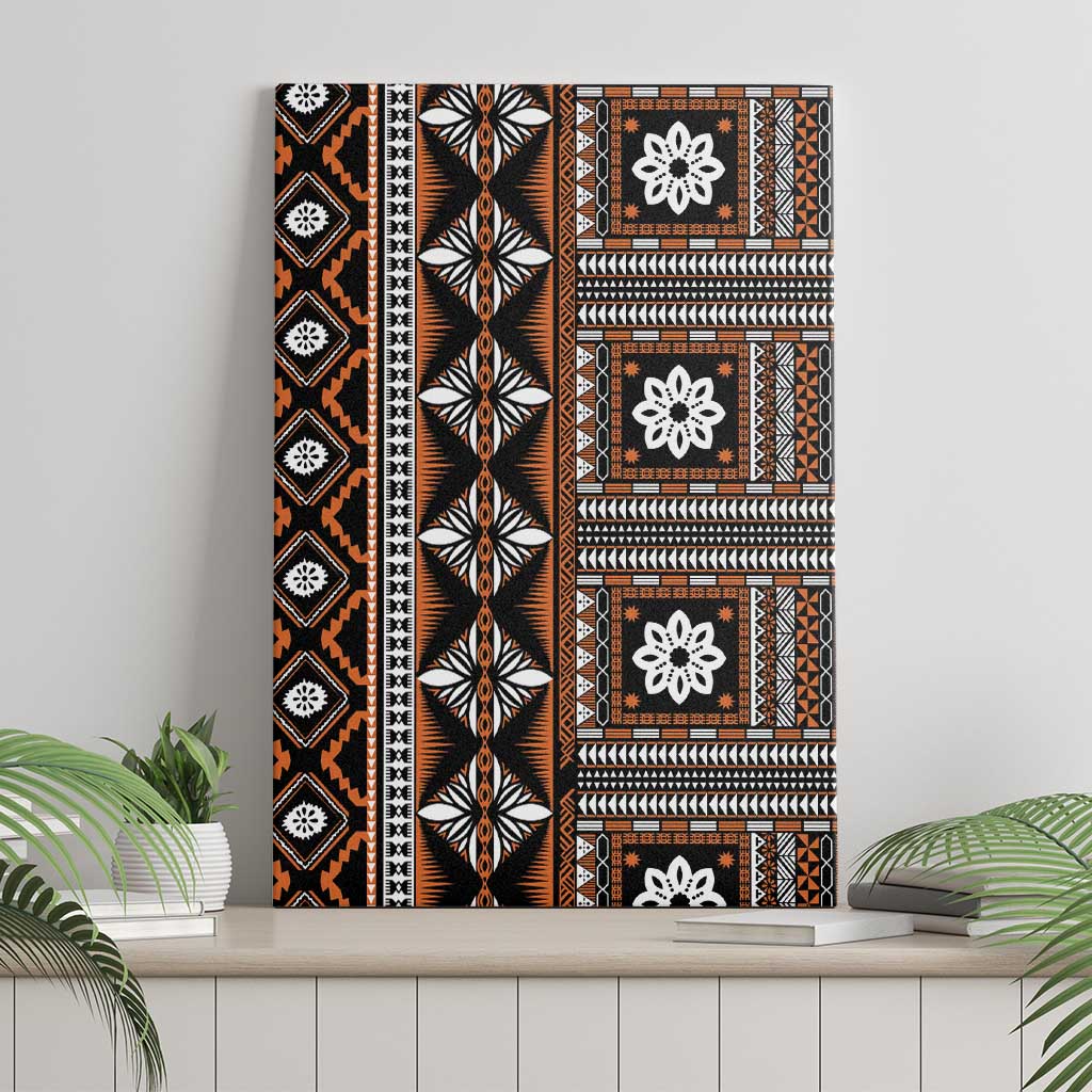 Fiji Masi Tapa Pattern Orange Canvas Wall Art - Polynesian Pride