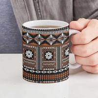 Fiji Masi Tapa Pattern Orange Ceramic Mug - Polynesian Pride
