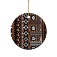 Fiji Masi Tapa Pattern Orange Ceramic Ornament - Polynesian Pride
