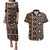 Fiji Masi Tapa Pattern Orange Couples Matching Puletasi and Hawaiian Shirt - Polynesian Pride