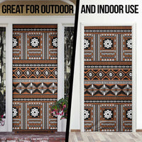 Fiji Masi Tapa Pattern Orange Door Cover - Polynesian Pride
