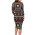 Fiji Masi Tapa Pattern Orange Family Matching Long Sleeve Bodycon Dress and Hawaiian Shirt - Polynesian Pride