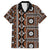 Fiji Masi Tapa Pattern Orange Family Matching Short Sleeve Bodycon Dress and Hawaiian Shirt - Polynesian Pride