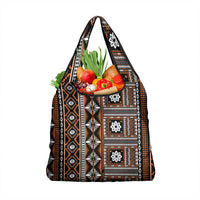 Fiji Masi Tapa Pattern Orange Grocery Bag - Polynesian Pride