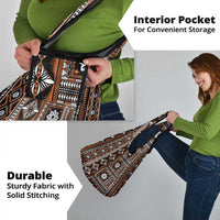 Fiji Masi Tapa Pattern Orange Grocery Bag - Polynesian Pride