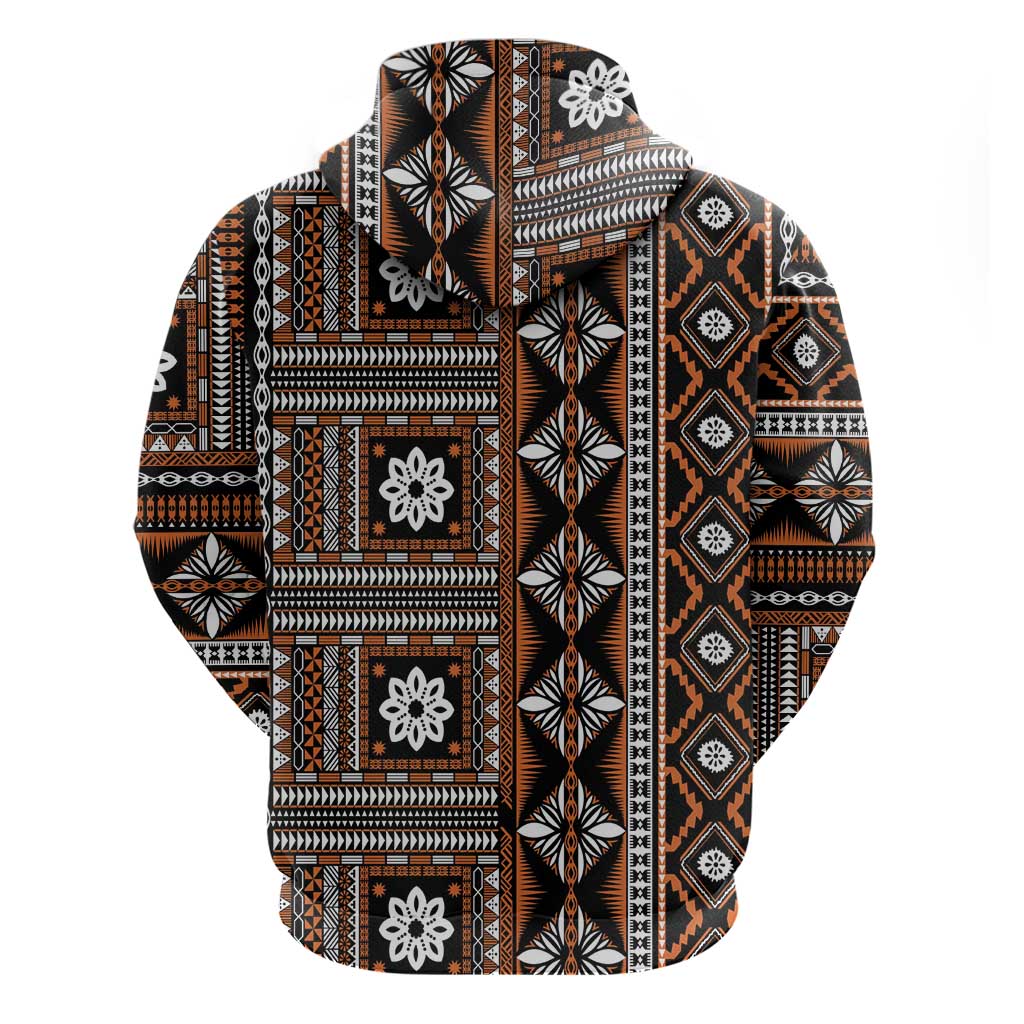 Fiji Masi Tapa Pattern Orange Hoodie - Polynesian Pride