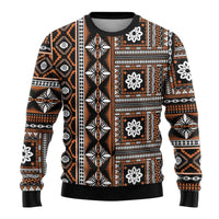 Fiji Masi Tapa Pattern Orange Ugly Christmas Sweater - Polynesian Pride
