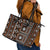 Fiji Masi Tapa Pattern Orange Leather Tote Bag - Polynesian Pride