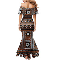Fiji Masi Tapa Pattern Orange Mermaid Dress - Polynesian Pride