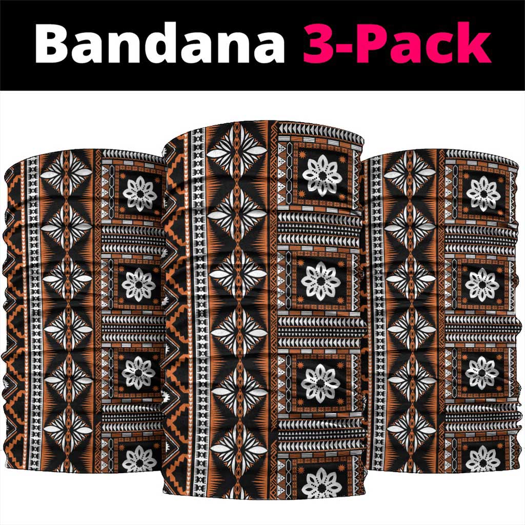 Fiji Masi Tapa Pattern Orange Neck Gaiter - Polynesian Pride