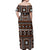 Fiji Masi Tapa Pattern Orange Off Shoulder Maxi Dress - Polynesian Pride