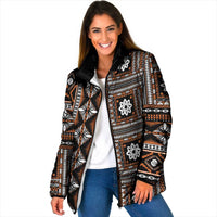 Fiji Masi Tapa Pattern Orange Padded Jacket - Polynesian Pride