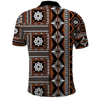 Fiji Masi Tapa Pattern Orange Polo Shirt - Polynesian Pride