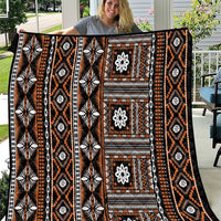 Fiji Masi Tapa Pattern Orange Quilt - Polynesian Pride