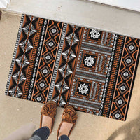 Fiji Masi Tapa Pattern Orange Rubber Doormat - Polynesian Pride