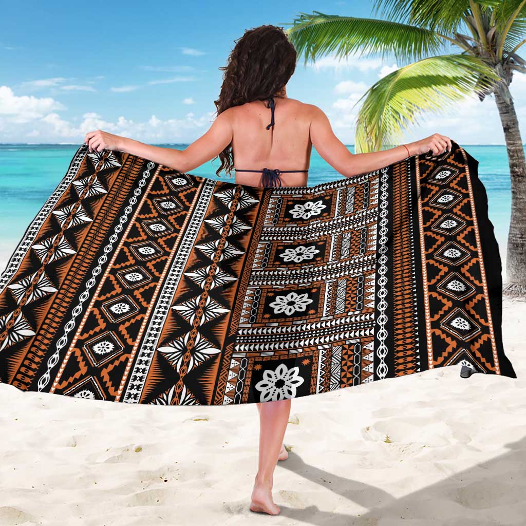 Fiji Masi Tapa Pattern Orange Sarong - Polynesian Pride