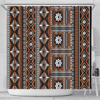 Fiji Masi Tapa Pattern Orange Shower Curtain - Polynesian Pride