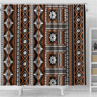 Fiji Masi Tapa Pattern Orange Shower Curtain - Polynesian Pride