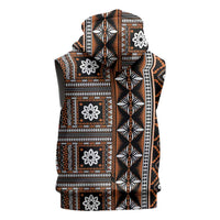 Fiji Masi Tapa Pattern Orange Sleeveless Hoodie - Polynesian Pride