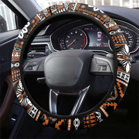 Fiji Masi Tapa Pattern Orange Steering Wheel Cover - Polynesian Pride