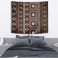 Fiji Masi Tapa Pattern Orange Tapestry - Polynesian Pride