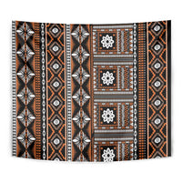 Fiji Masi Tapa Pattern Orange Tapestry - Polynesian Pride