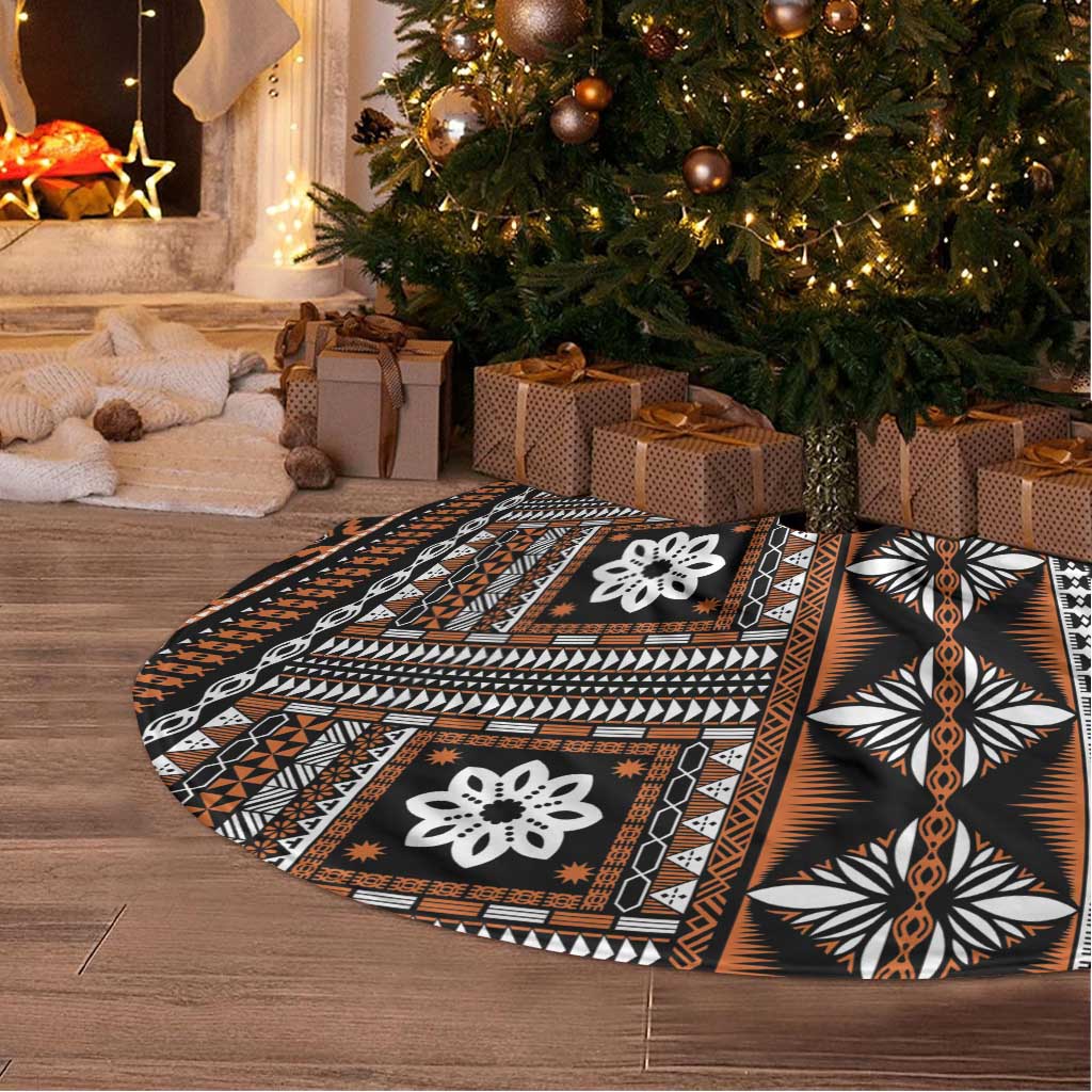Fiji Masi Tapa Pattern Orange Tree Skirt - Polynesian Pride