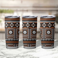 Fiji Masi Tapa Pattern Orange Tumbler Cup - Polynesian Pride