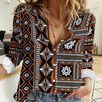 Fiji Masi Tapa Pattern Orange Women Casual Shirt - Polynesian Pride