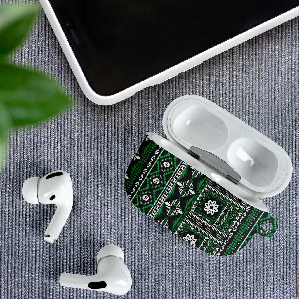 Fiji Masi Tapa Pattern Green AirPods Case - Polynesian Pride