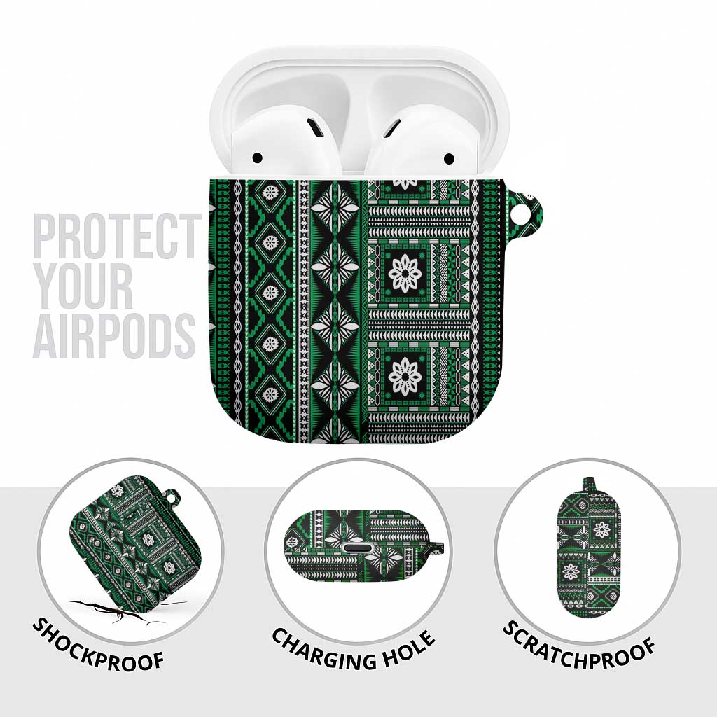 Fiji Masi Tapa Pattern Green AirPods Case - Polynesian Pride