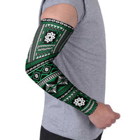 Fiji Masi Tapa Pattern Green Arm Sleeves - Polynesian Pride