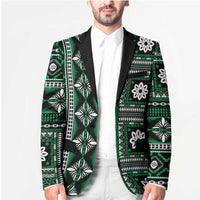 Fiji Masi Tapa Pattern Green Blazer - Polynesian Pride
