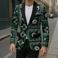 Fiji Masi Tapa Pattern Green Blazer - Polynesian Pride