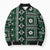 Fiji Masi Tapa Pattern Green Bomber Puffer Jacket - Polynesian Pride