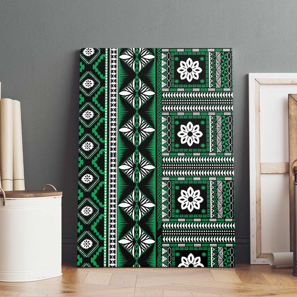 Fiji Masi Tapa Pattern Green Canvas Wall Art - Polynesian Pride