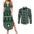 Fiji Masi Tapa Pattern Green Couples Matching Summer Maxi Dress and Long Sleeve Button Shirt - Polynesian Pride